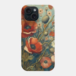 anemone and poppy flower pattern 9 Phone Case