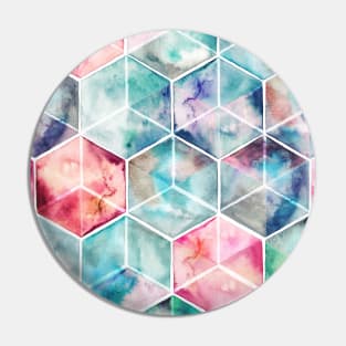 Translucent Watercolor Hexagon Cubes Pin