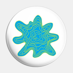 Trippy Topographic Wavy Contour Fluid Line Art Yellow on Blue Pin