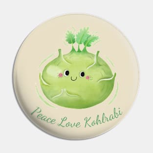 Peace Love Kohlrabi Watercolor Cute Pin