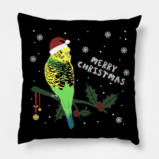 merry christmas - budgie doodle Pillow by FandomizedRose