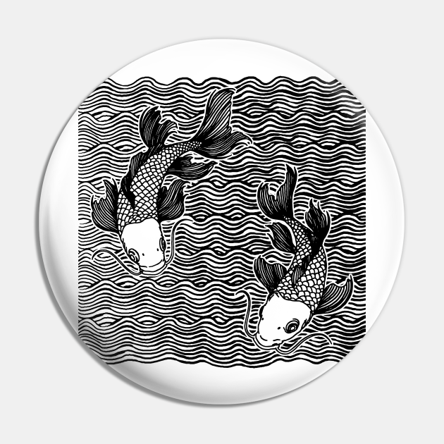 Double Koi Fish Great wave Tattoo - Koi Tattoo - Pin | TeePublic Double Koi Fish Great wave Tattoo - Koi Tattoo - Pin | TeePublic