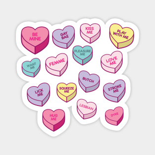 Lesbian Candy Hearts Magnet