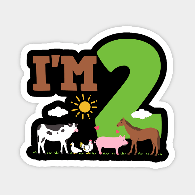 2nd Birthday Farm Animals Two Years Old Magnet by KAWAIITEE