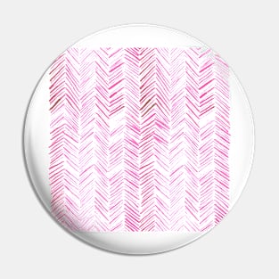 Watercolor Herringbone Pattern - Hot Pink Pin