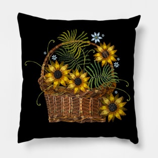 Sunflower Basket Embroidery Pillow