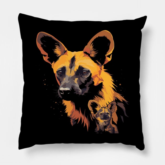 African Wild Dog Mothers Day Pillow by JH Mart