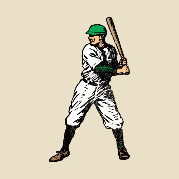 Vintage Baseball Player (Green - distressed) by GloopTrekker