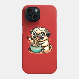 Cute Pug Eating Ramen Phone Case