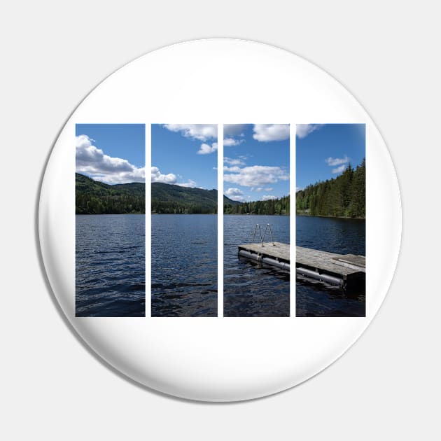 Pad on a wooden floating platform. Metal ladder to get out of the water of a beautiful fjord in Norway. Rippled sea. Sunny spring day. No people Pin by fabbroni-art