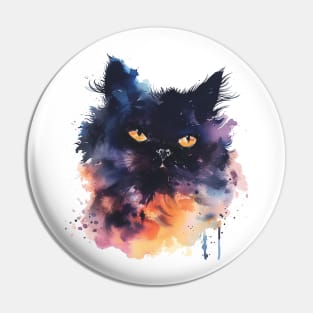 Persian Cat Water Color Pop Art Design for Cat Lover Pin