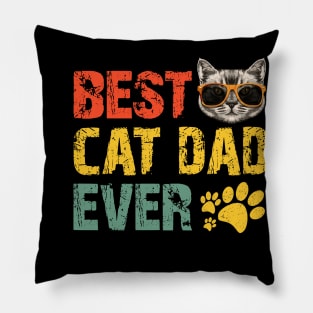 BEST CAT DAD EVER Kitten Cat Daddy Gift Vintage Retro Pillow