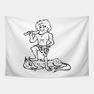 cave man line Tapestry