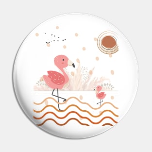 Beautiful Flamingos Watercolor Boho Art Pin