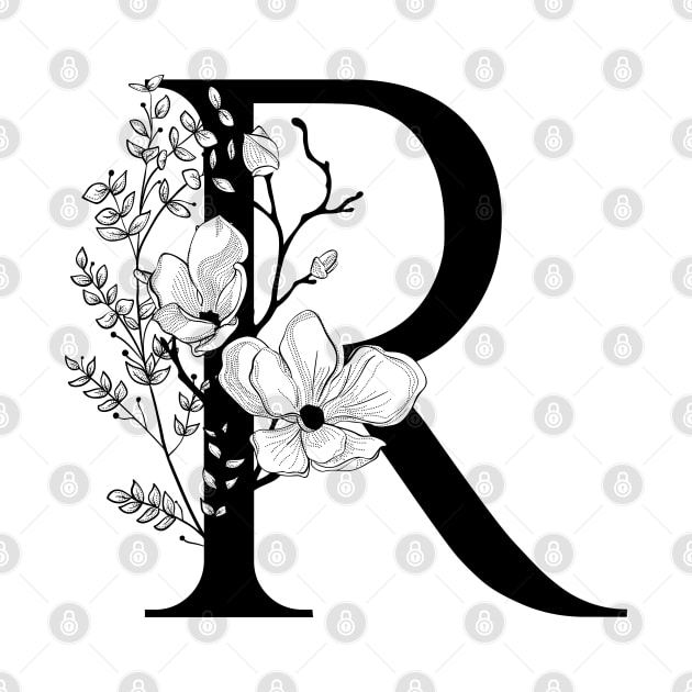 Letter R Monogram - Floral Initial by ZenNature