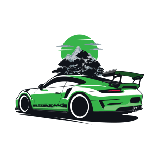 Green GT3 RS Super Car in Mountains T-Shirt