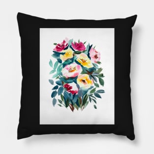 Blush peonies bouquet, watercolor Pillow