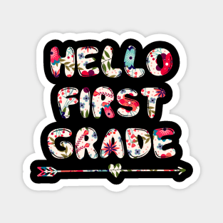 Floral Hello first 1st grade team teacher back to school Magnet