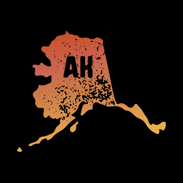 US state pride: Stamp map of Alaska (AK letters cut out) by AtlasMirabilis