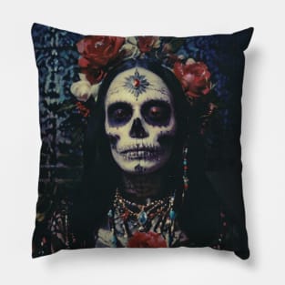 Santa Muerte Vintage Painting Pillow