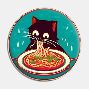 Black Cat Slurpin' Some Noods Pin