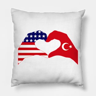 We Heart USA & Turkey Patriot Flag Series Pillow