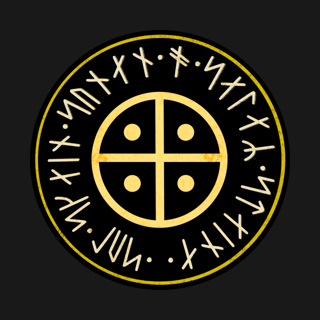 Viking Solar Symbol with Futhark Runes by Arnsugr