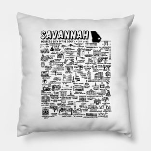 Savannah Georgia Map Art Pillow