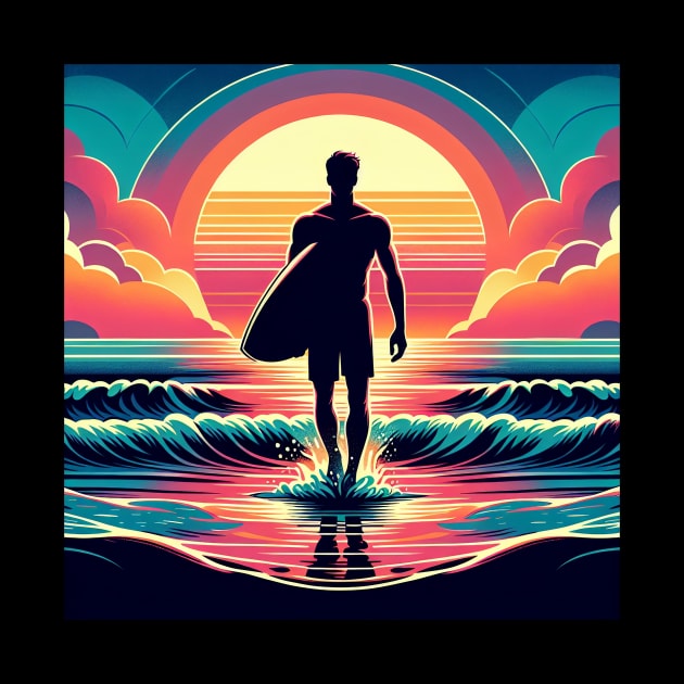 Sunset Surfer's Stride by shipwrecked2020