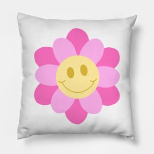 Pink Smiley Flower Pillow