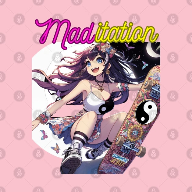 Kawaii, Anime Girl, Maditation Skateboard | Catsie Cat by Catsie Cat