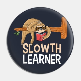 Cute Funny Sloth Reading Book Reader Girls Boys Teens Gift Pin