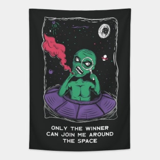 Aliens The Winner Vintage Retro Illustration Tapestry