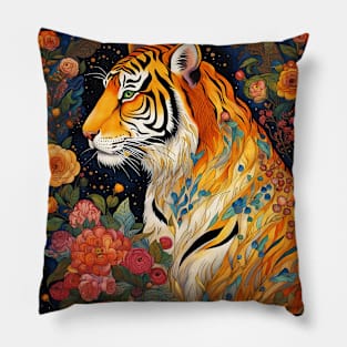 Tiger Art Under The Stars Pillow