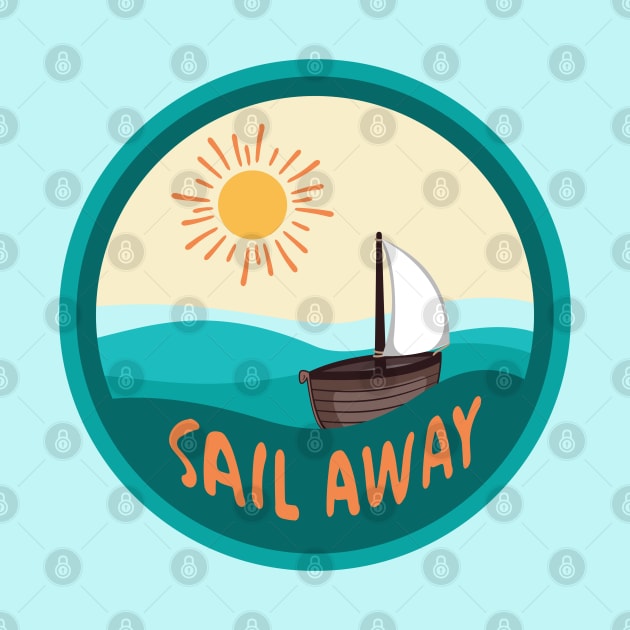 Sail Away Ship in the Ocean by Scrabbly Doodles