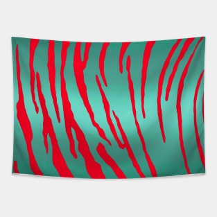 Metallic Tiger Stripes Green Red Tapestry