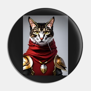 Cat in Armor - Modern Digital Art Pin