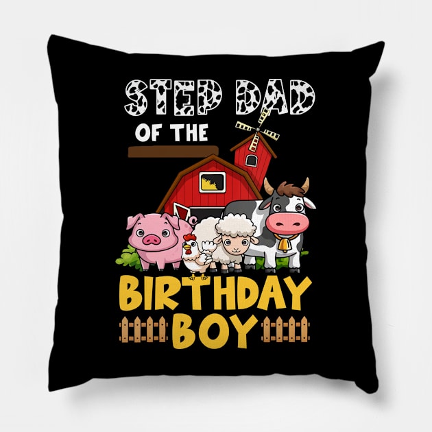 Cow Step Dad Birthday Family Matching Mothers Day Boy Girls Farm Pillow by OHC t-shirt