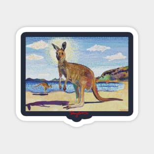 Kangaroos on beach Magnet