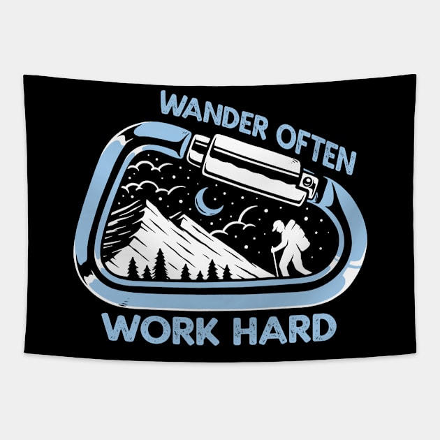 Wander Often Work Hard Adventurer Tapestry by Foxxy Merch