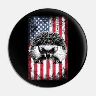 Patriotic Porcupine American Flag Pin