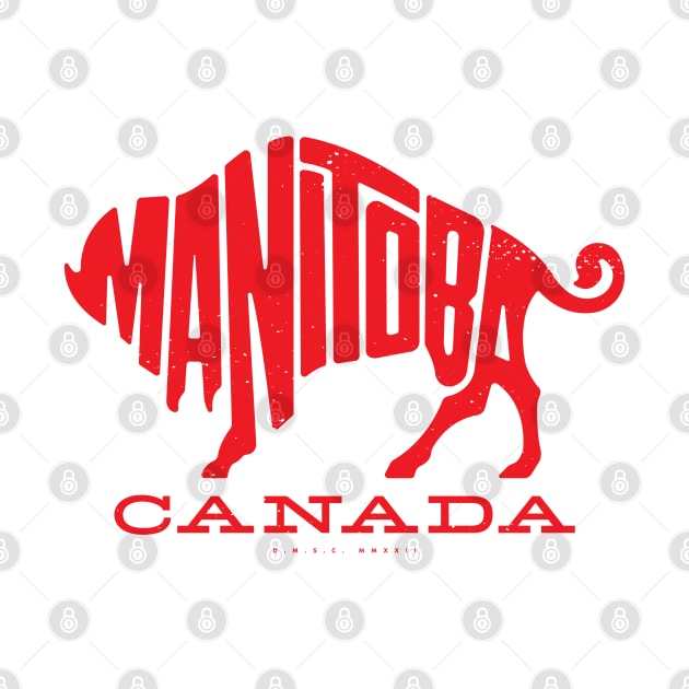 Vintage Manitoba Buffalo with Text (Red) by deadmansupplyco