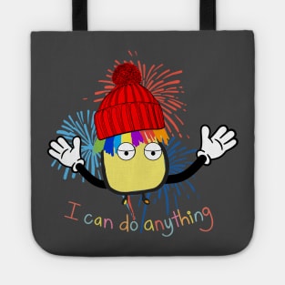 RAINBOW HAIR CARTOON GIRL I CAN DO ANYTHING FUNNY Tote