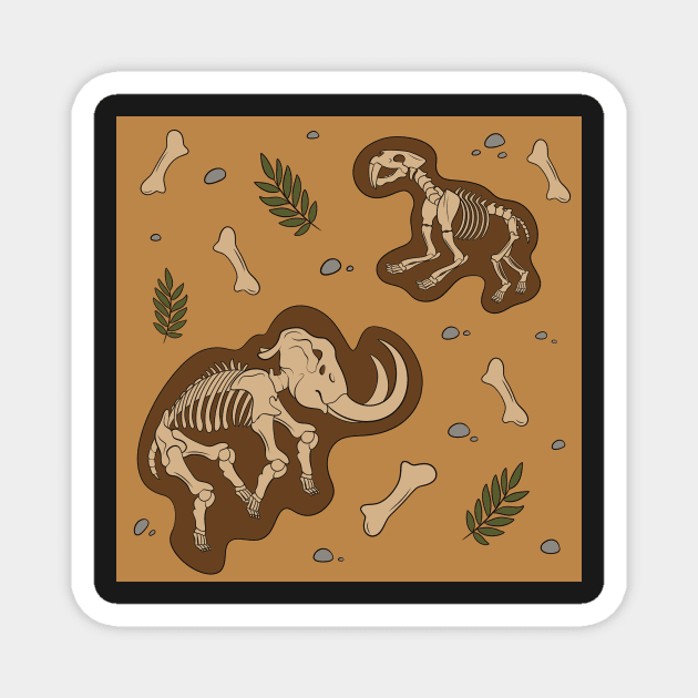 buried saber tooth tiger and mammoth Magnet by TimeSkiff