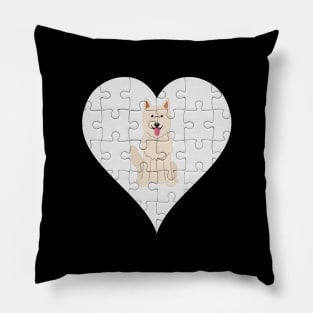 White Swiss Shepherd Dog Heart Jigsaw Pieces Design - Gift for Berger Blanc Suisse Lovers Pillow