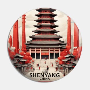 Shenyang China Vintage Poster Tourism Temples Pin