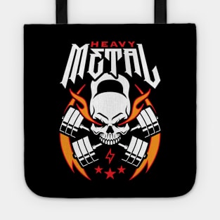 Heavy Metal (Kettlebell Skull Cross Barbell) Red Blaze Tote