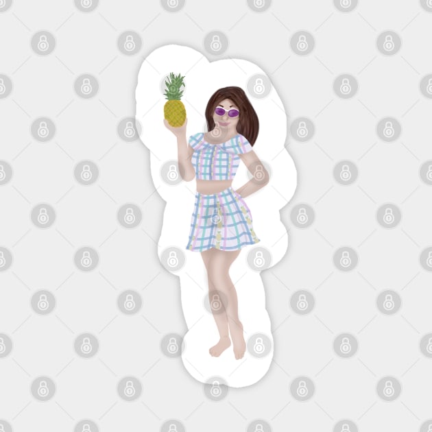 Pinapple Girl Magnet by Becky-Marie