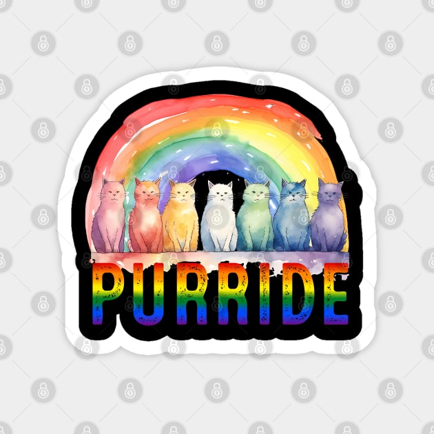 Purride LGBTQIA+ Pride Kitty Cat Rainbow Gradient T-Shirt Magnet by Gold Dust Publishing