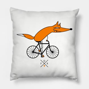 Smart fox rides a bicycle Pillow